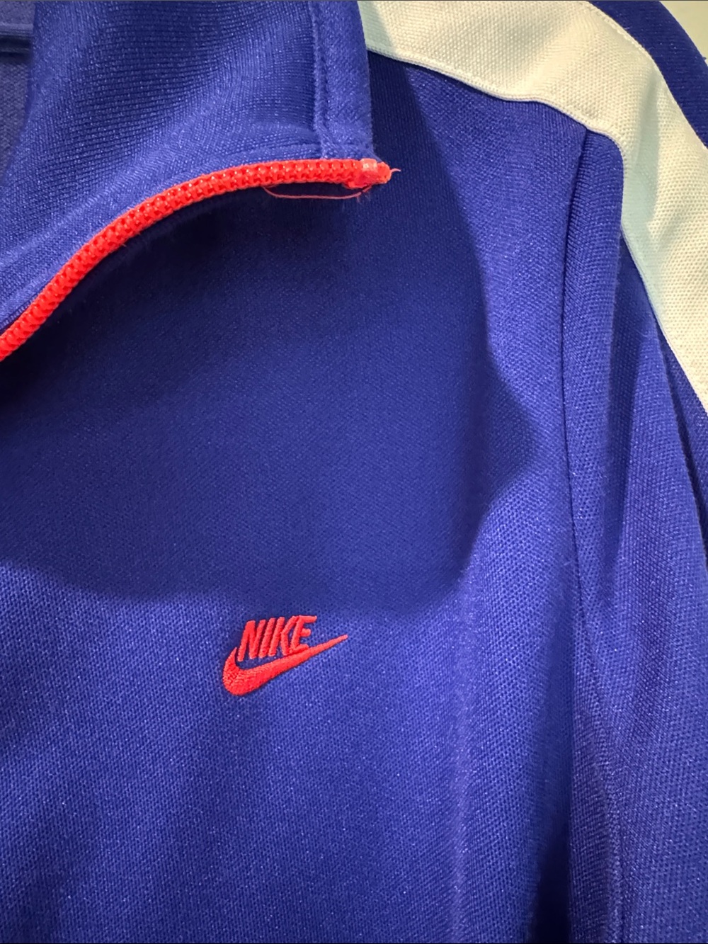 Nike Royal Blue Track Jacket with White Stripes and Red Accents - Picture 4 of 7